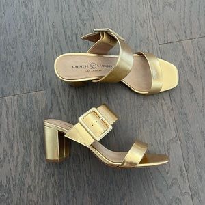 Chinese Laundry Gold Sandal Heels Size 8/38.5